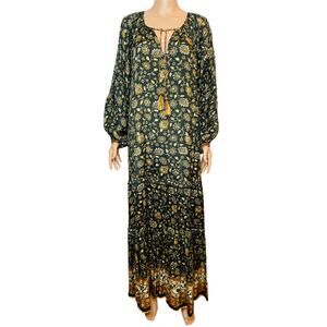 Natural Life Lula Tiered Maxi Dress Floral Multicolor size XL Boho Peasant